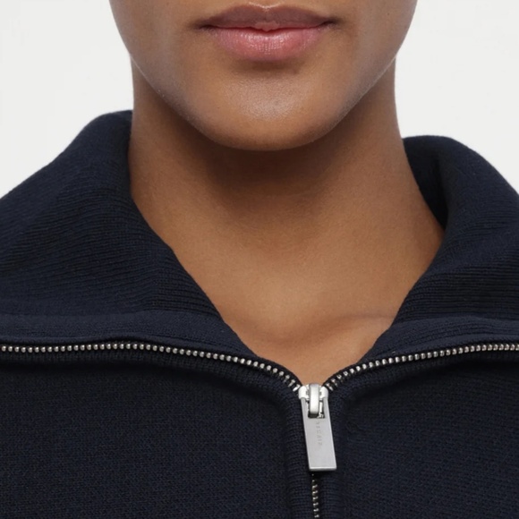 REMAIN Birger Christensen – Zipped Collar Jumper in Dark Blue XS/34 - Picture 3 of 11
